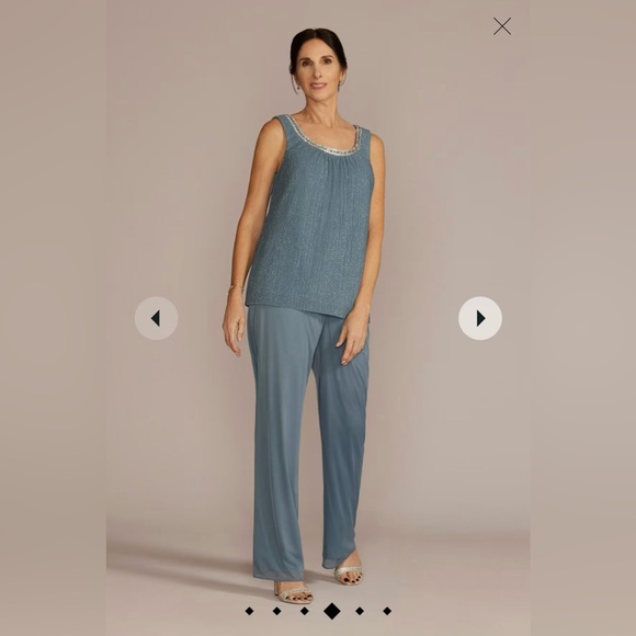 3 piece rhinestone trimmed chiffon pantsuit. Mother of the Groom/Bride outfit. - Picture 3 of 14